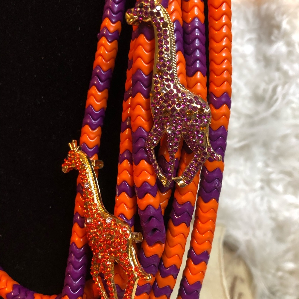 SASSY JONES CLASSIC NECKLACE & BRACELET SET (Orange, Purple & Gold)